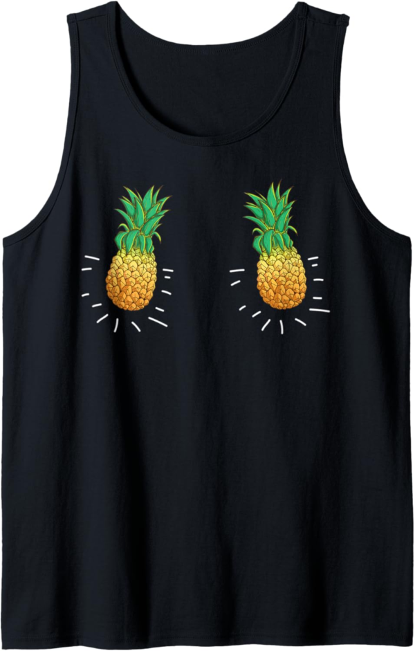 Funny Summer Women Pineapple Boobs Shirt Fruit & Vegan Lover... - Image 2